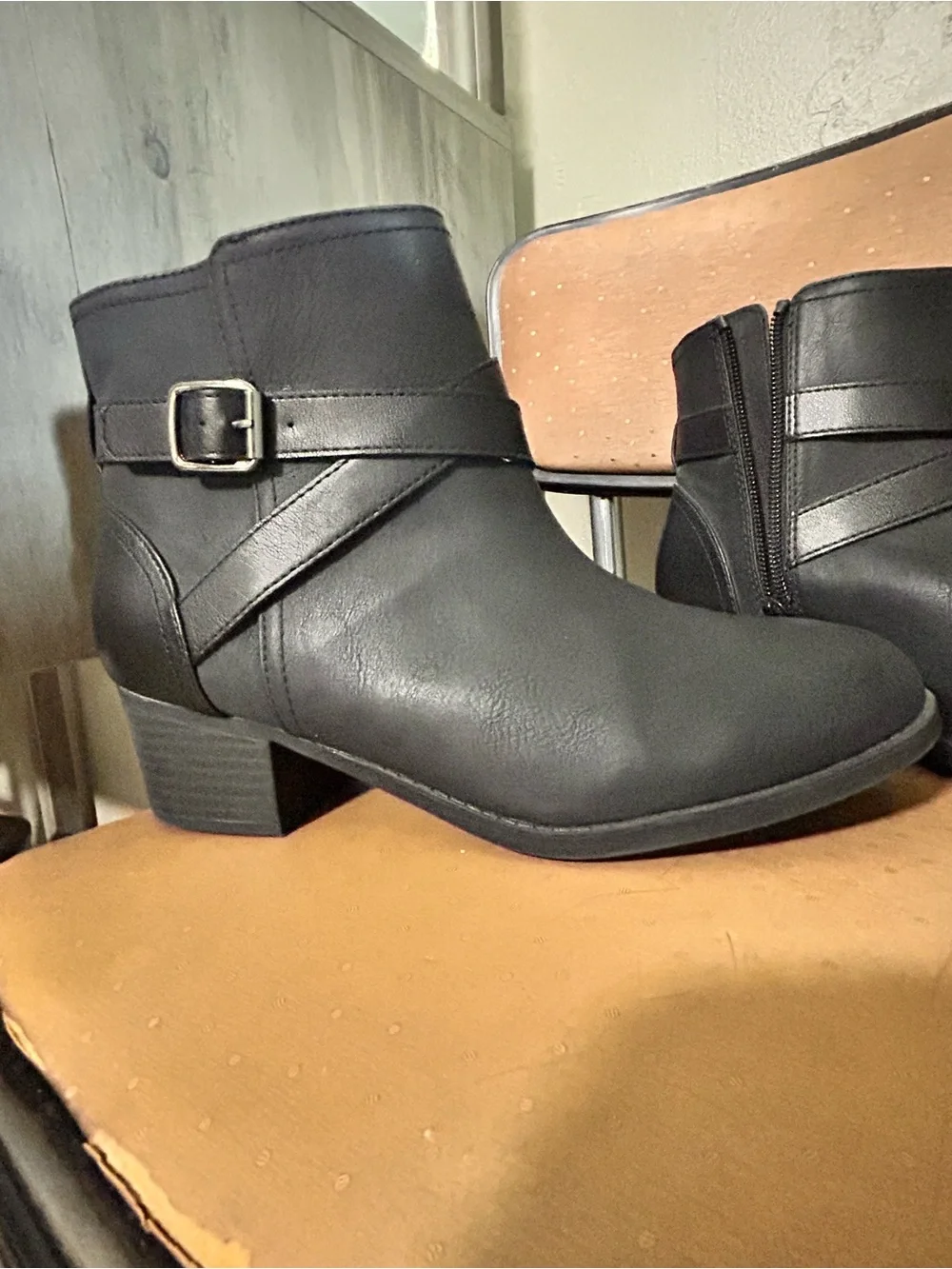 Children’s Place Black Boots with Buckle Detail